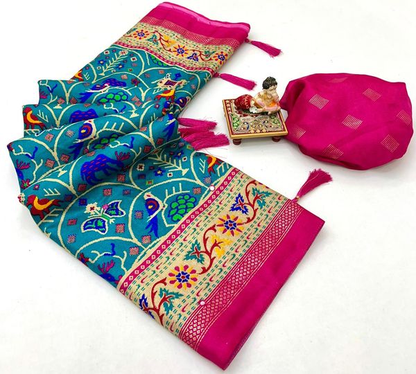 Heritage Peacock Patola Pashmina Silk Saree