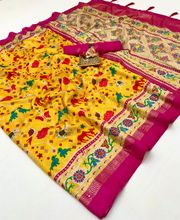 Mustard Yellow Patola Print Soft Pashmina Silk Designer Saree - Yellow