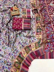 Premium Grey Pashmina Saree With Shawl - Gray / Grey