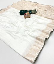 Traditional Cream Maslin Silk Saree With Rich Pallu - Cream