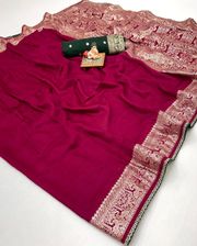 Soft Pink Maslin Silk Saree With Rich Pallu Design - Pink