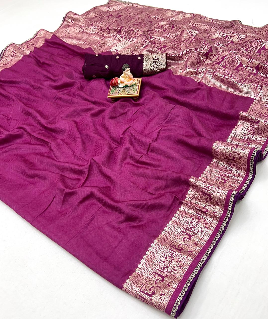 Wedding Wear Maslin Silk Zari Woven Saree Online