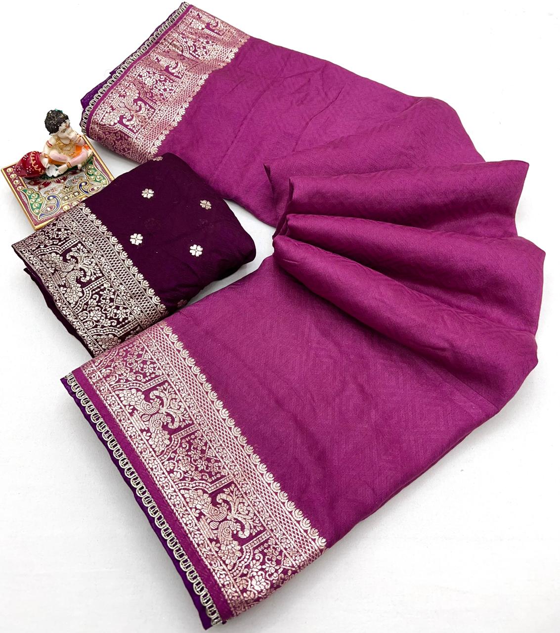 Wedding Wear Maslin Silk Zari Woven Saree Online