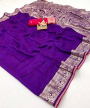 Purple Maslin Silk Zari Woven Saree with Rich Pallu - Purple