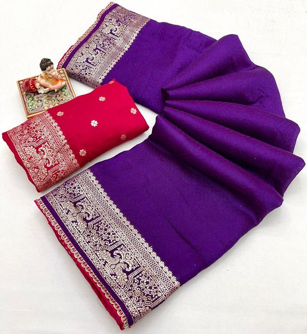 Purple Maslin Silk Zari Woven Saree With Rich Pallu