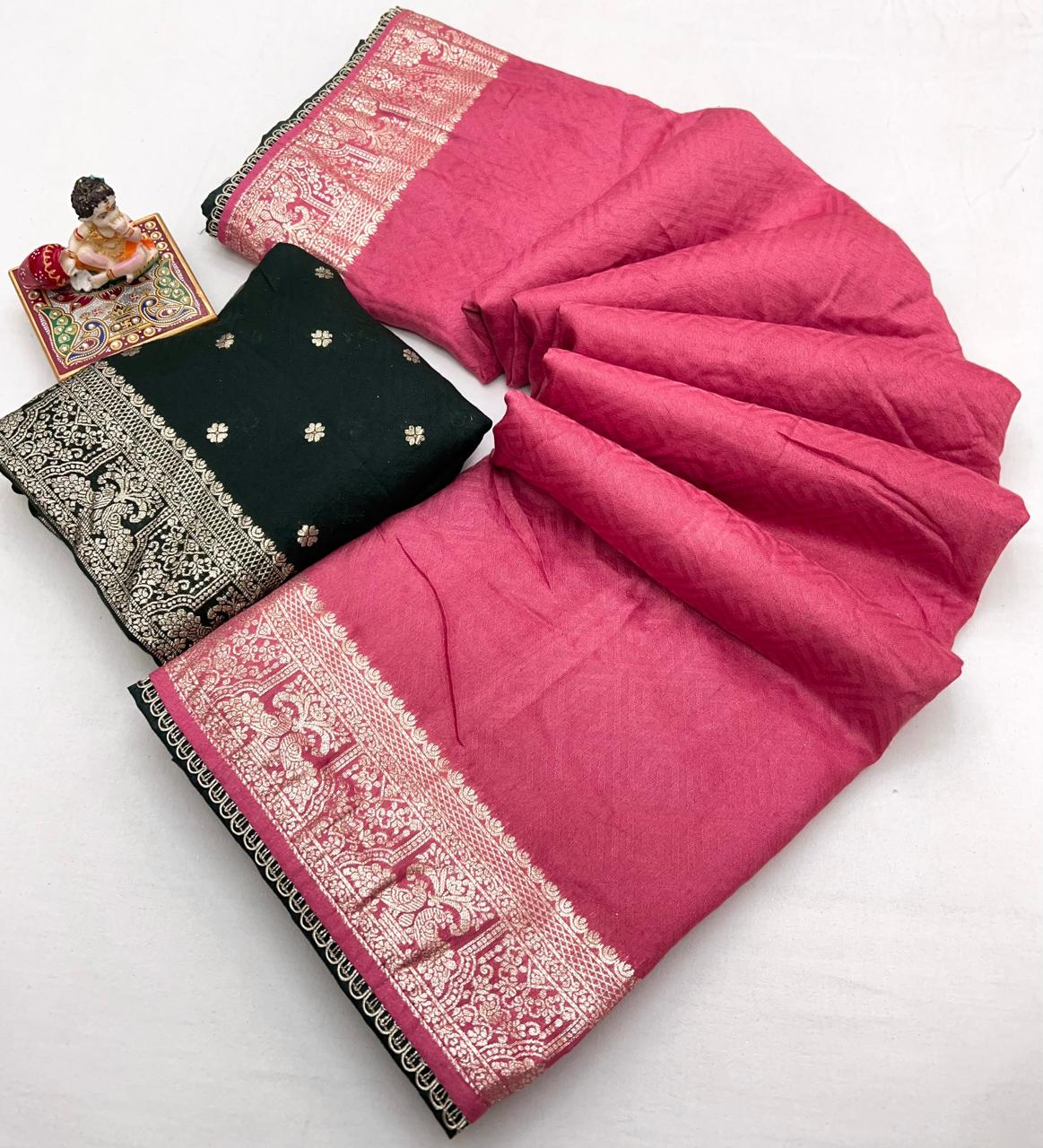 Soft Pink Maslin Silk Saree with Woven Blouse