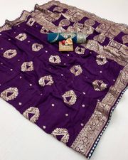 Traditional Deep Purple Maslin Silk Zari Work Saree - Purple