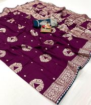Wedding Wear Wine Purple Maslin Silk Saree - wine