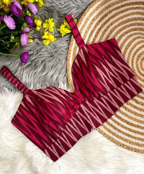 Ikkat Cotton Padded Blouse for Women Sleeveless