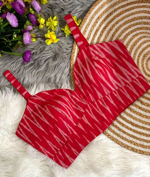 Ikkat Cotton Padded Blouse for Women Sleeveless