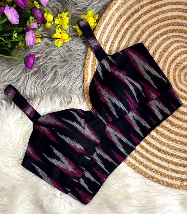 Ikkat Cotton Padded Blouse for Women Sleeveless