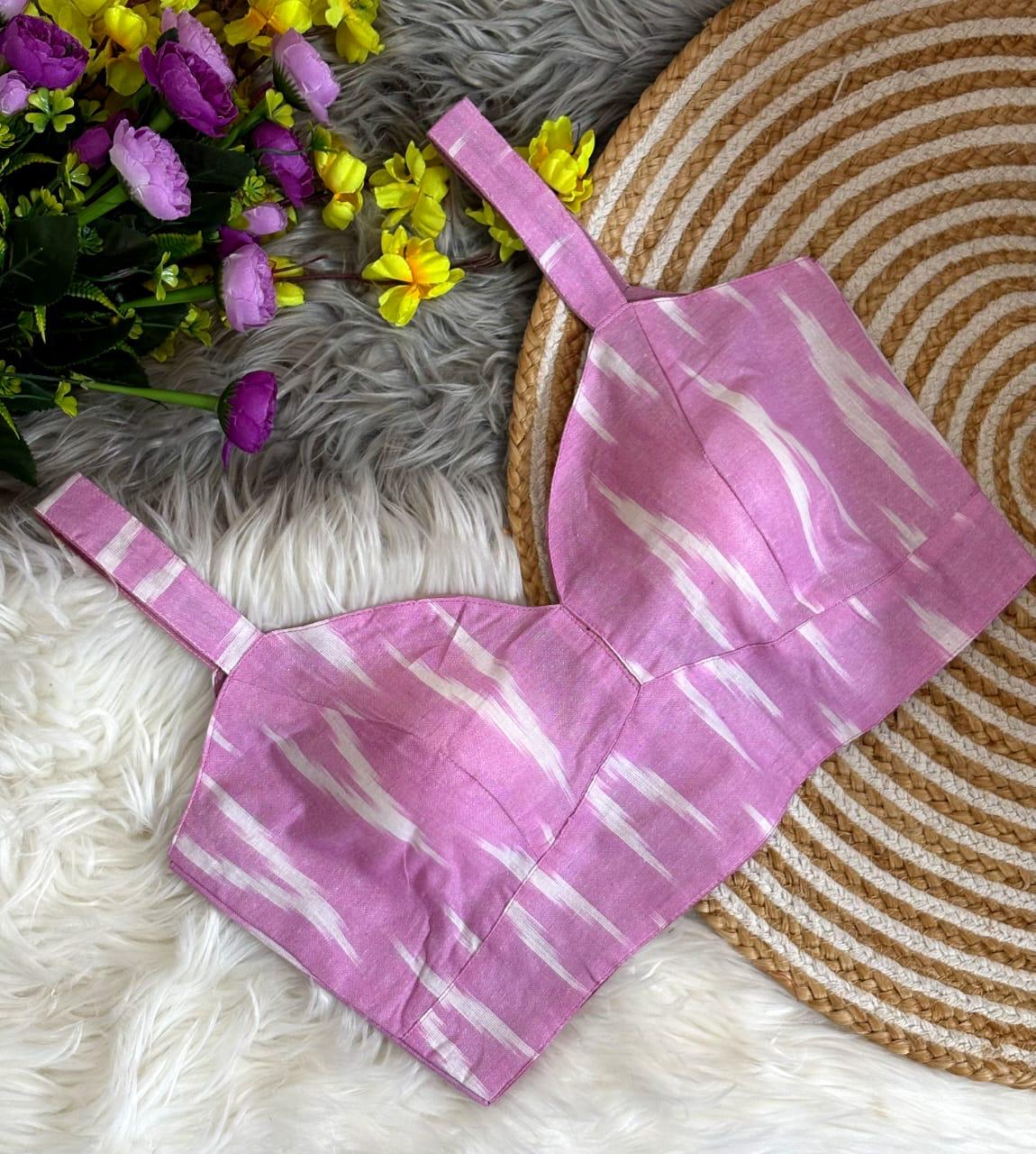 Ikkat Cotton Padded Blouse for Women Sleeveless