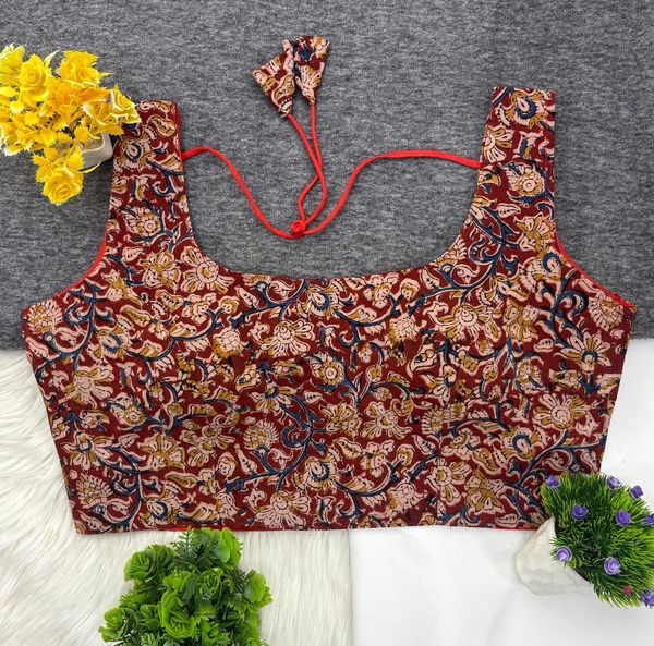 Pure Kalamkari Cotton Padded Blouse For Women