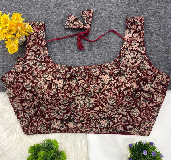 Pure Kalamkari Cotton Padded Blouse for Women