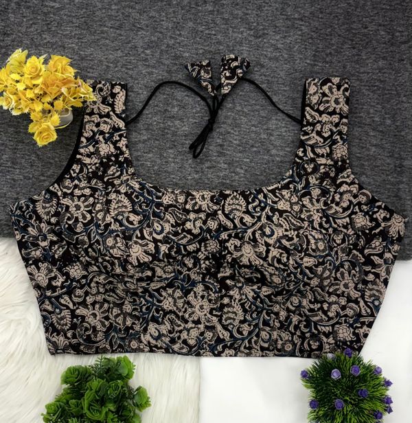 Pure Kalamkari Cotton Padded Blouse for Women