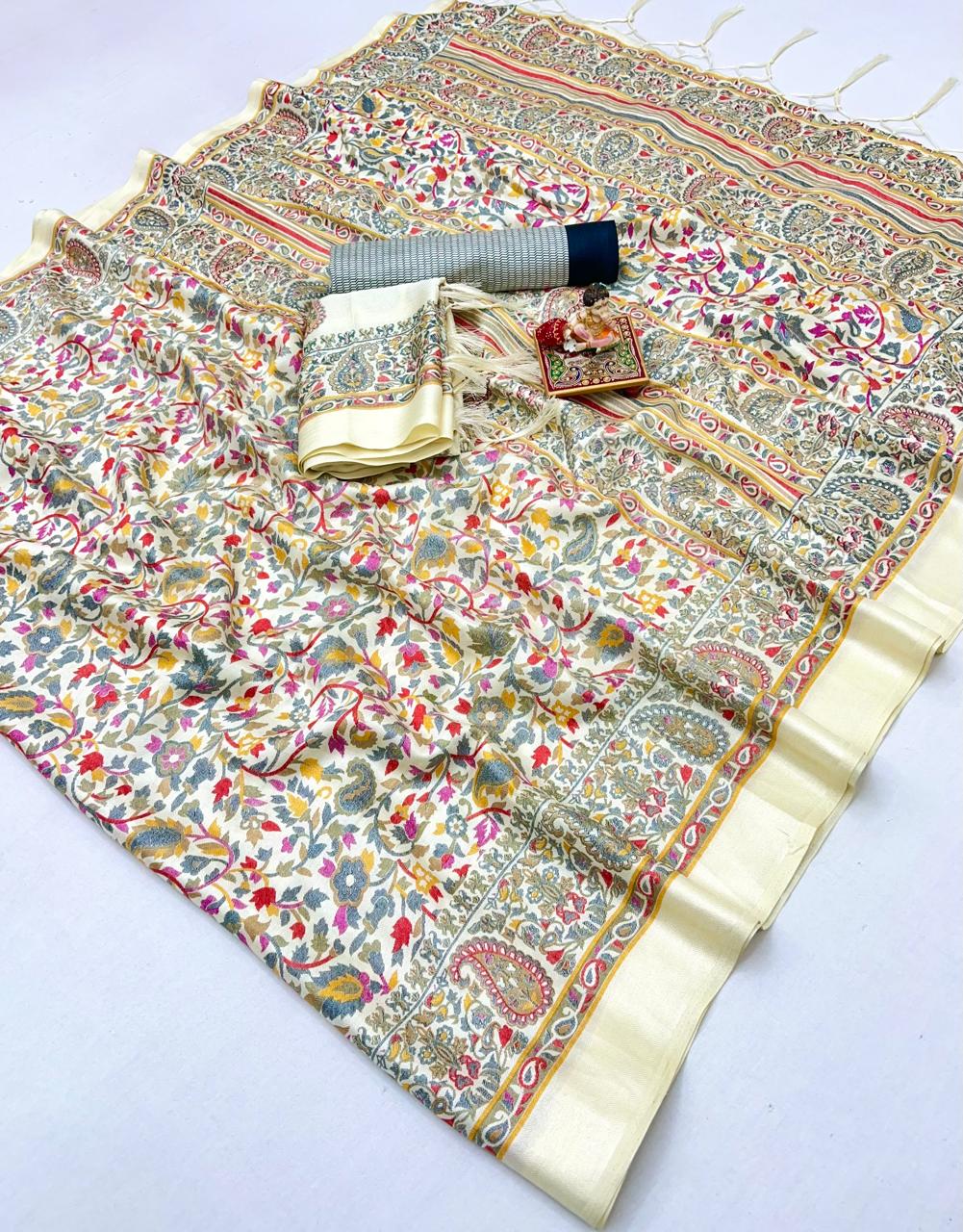 Soft Floral Pashmina Saree with Shawl Combo