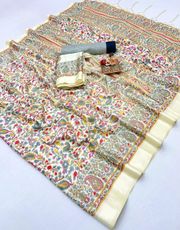 Soft Floral Pashmina Saree with Shawl Combo - multi color