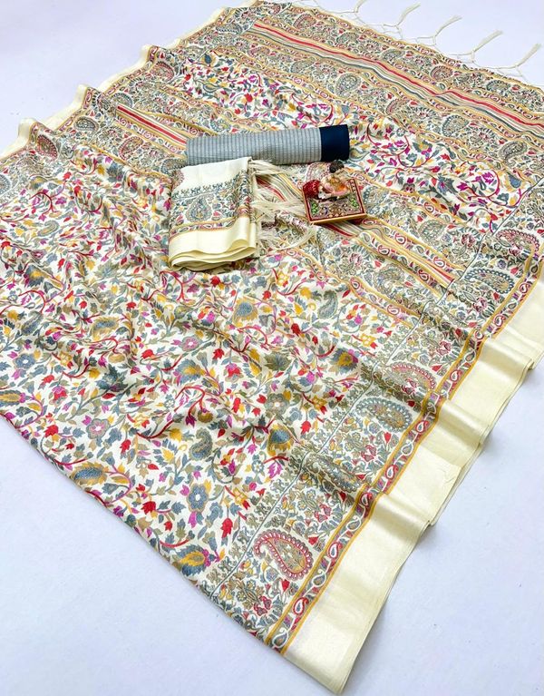 Soft Floral Pashmina Saree with Shawl Combo