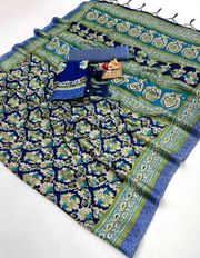 Latest Navy Blue Pashmina Saree Collection - Blue