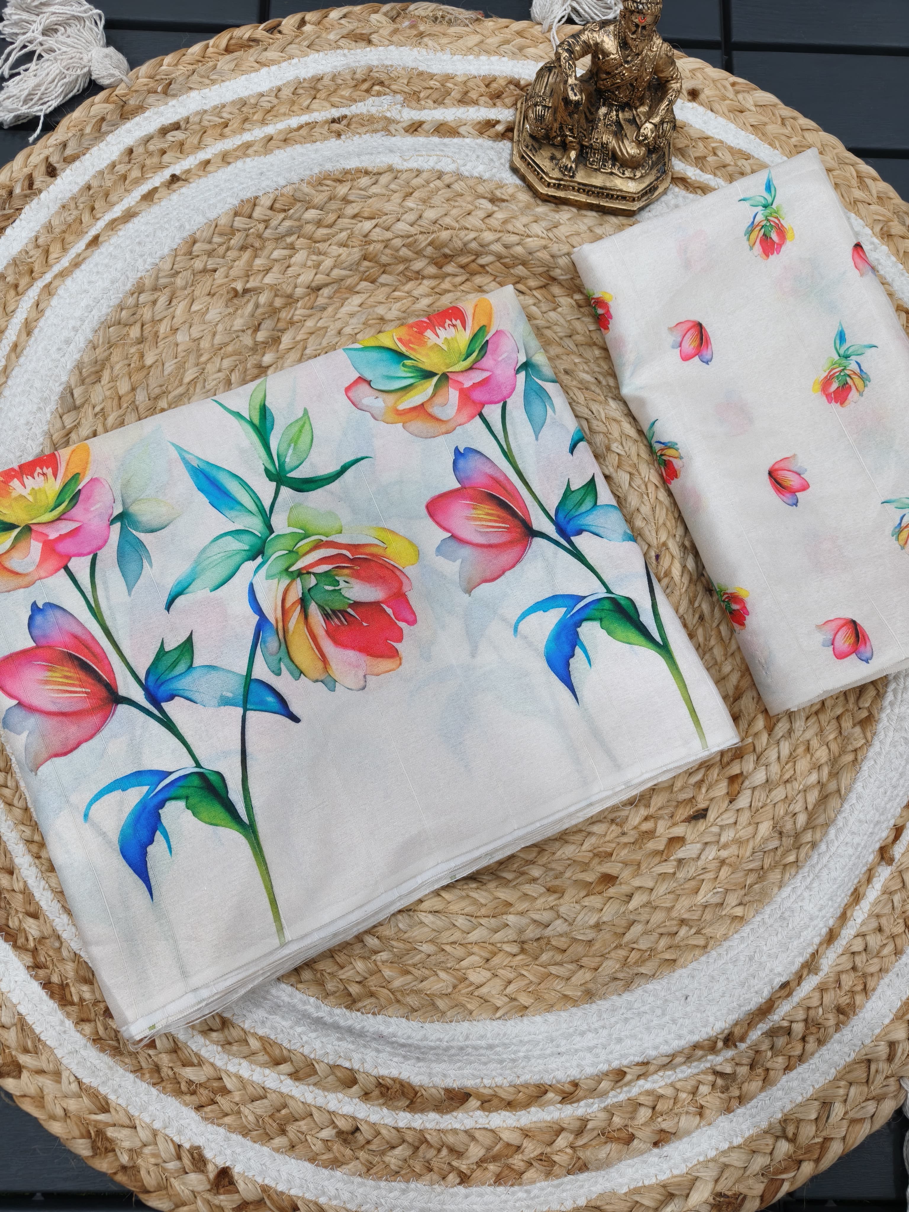 Soft Tussar Silk Floral Saree For Festive Wear