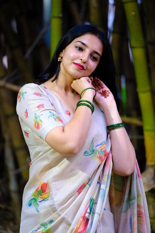 Soft Tussar Silk Floral Saree For Festive Wear