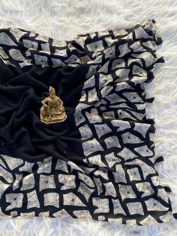 Premium Black Georgette Saree For Party Wear