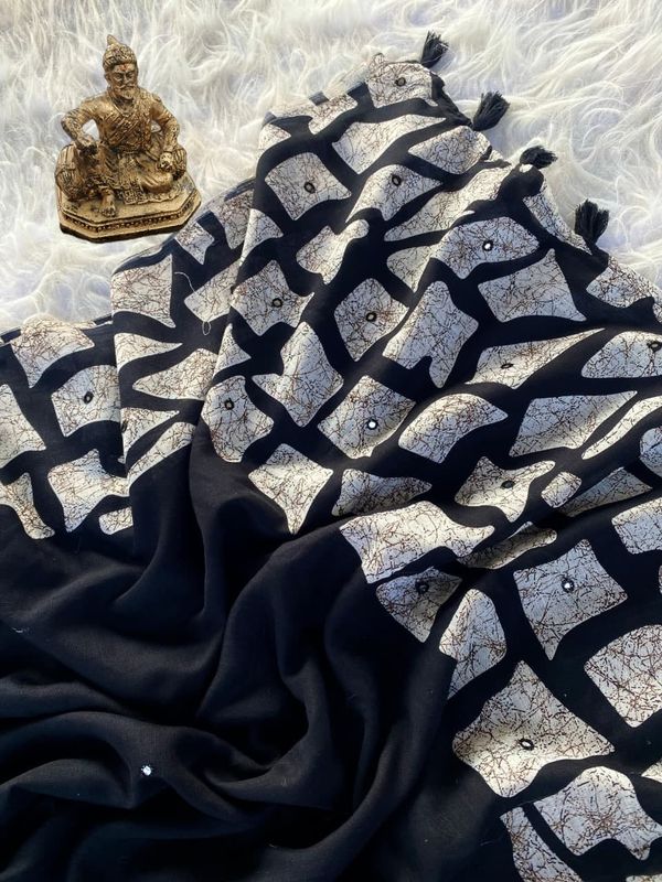 Premium Black Georgette Saree For Party Wear