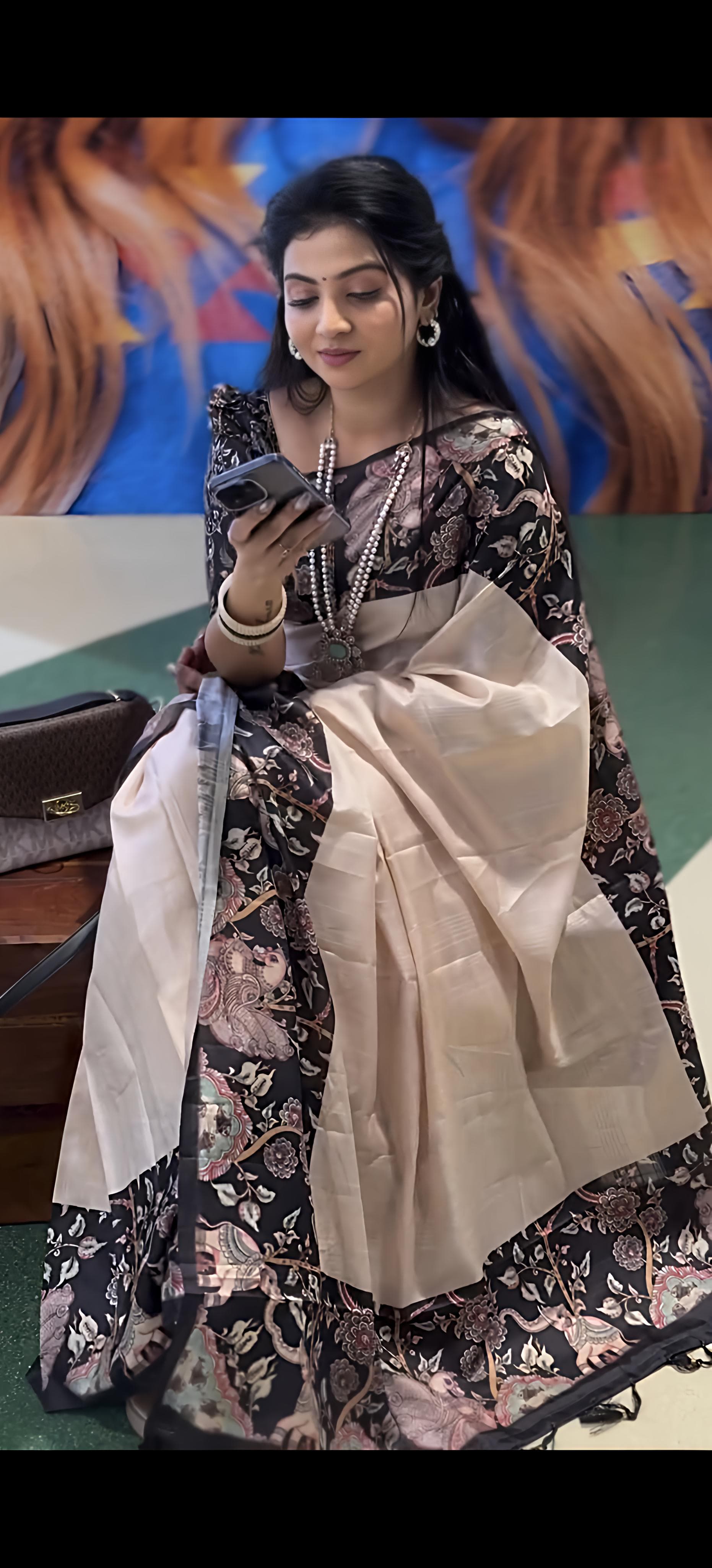 Traditional Elephant Art Designer Silk Saree