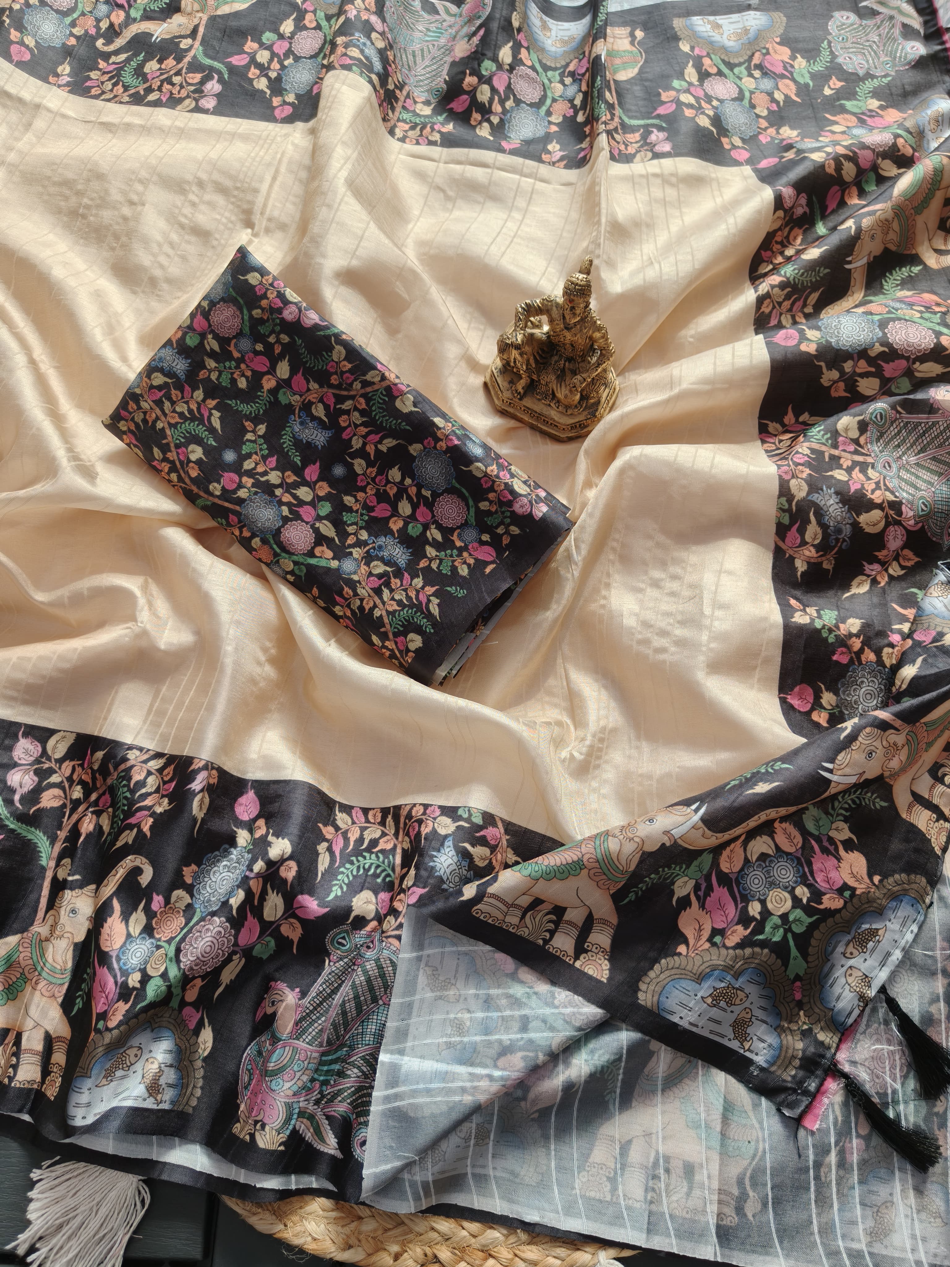 Traditional Elephant Art Designer Silk Saree