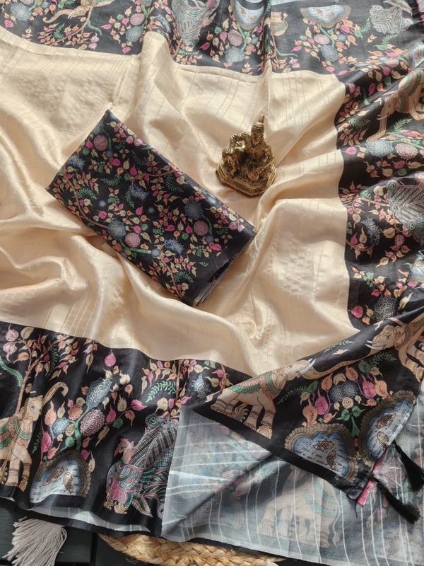 Traditional Elephant Art Designer Silk Saree