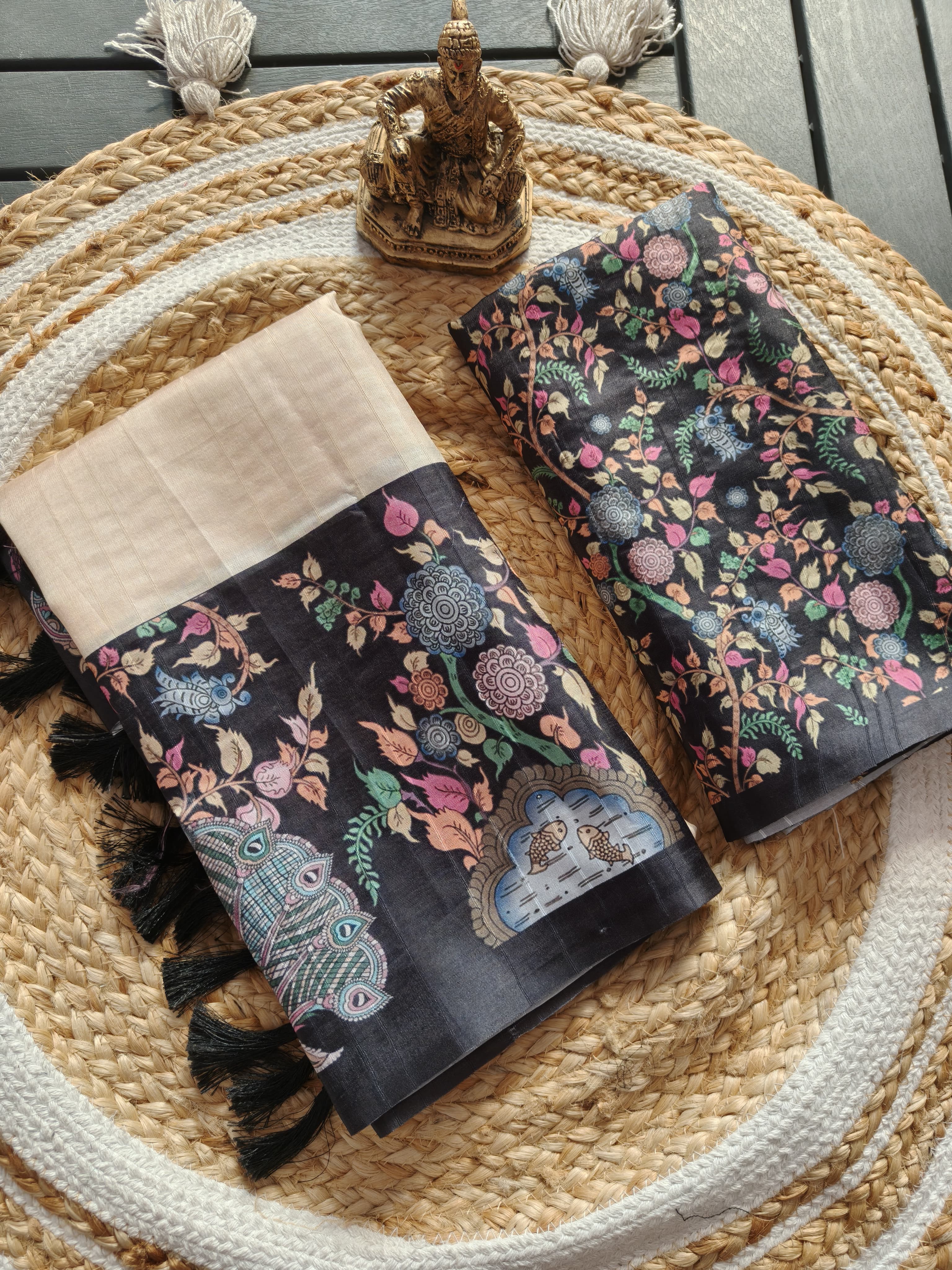 Traditional Elephant Art Designer Silk Saree