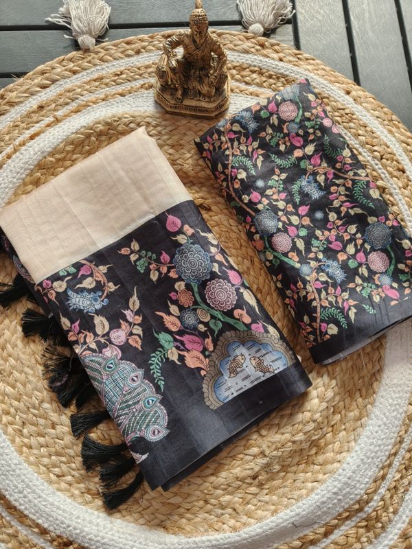 Traditional Elephant Art Designer Silk Saree