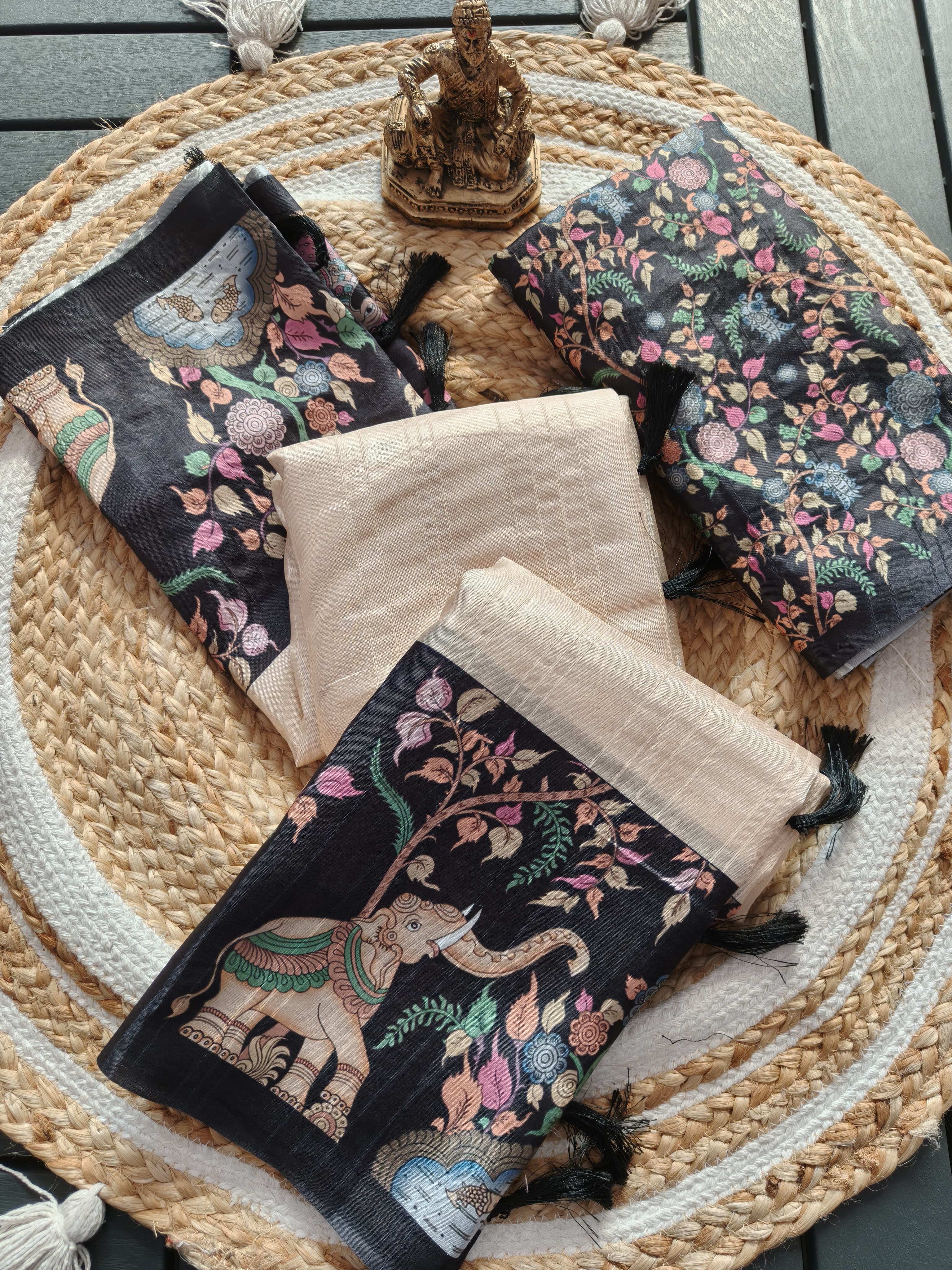 Traditional Elephant Art Designer Silk Saree