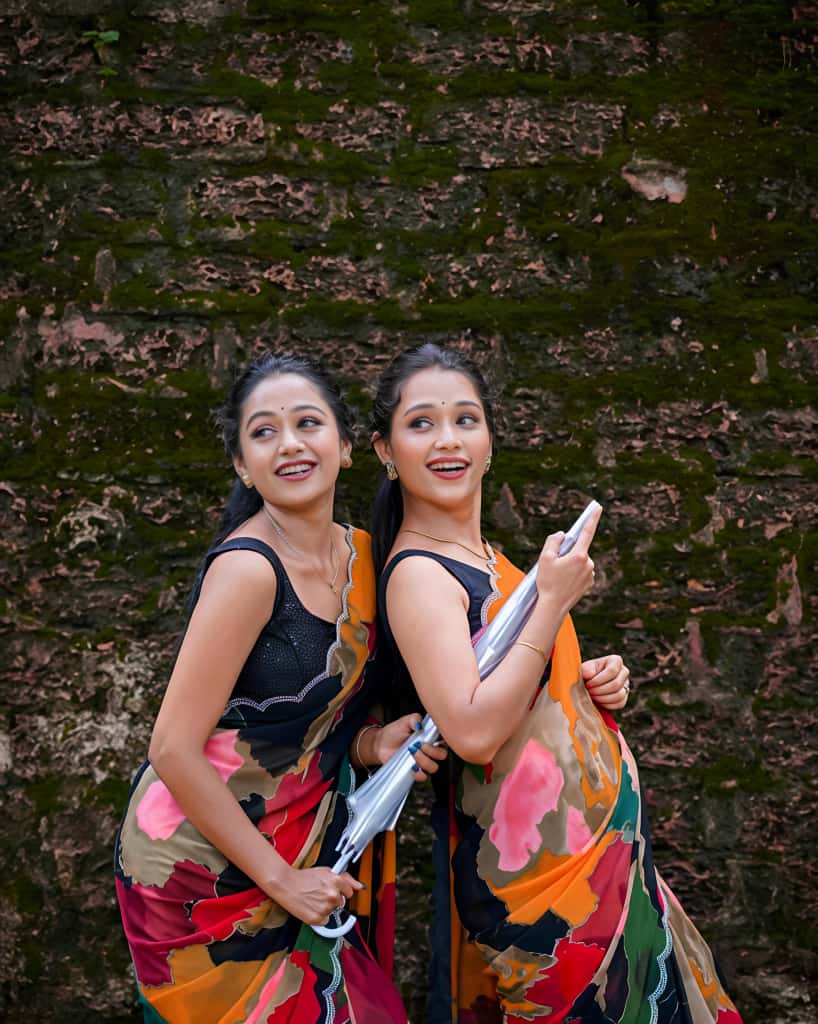 Swarovski Shine Mosaic Print Georgette Saree