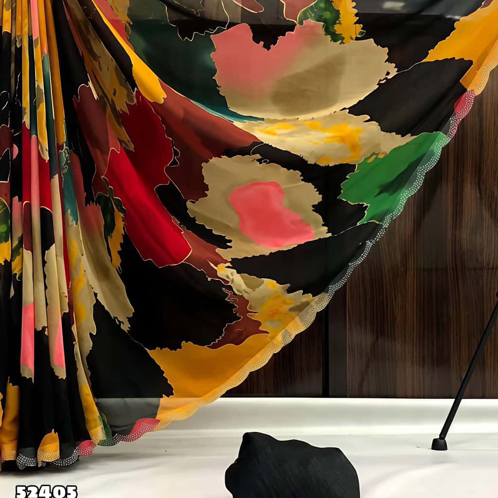 Swarovski Shine Mosaic Print Georgette Saree