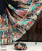 Black Traditional Kalamkari Print Silk Saree - Black