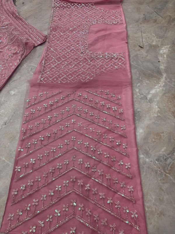 Pink Sequins Embroidered Butterfly Net Lehenga Set