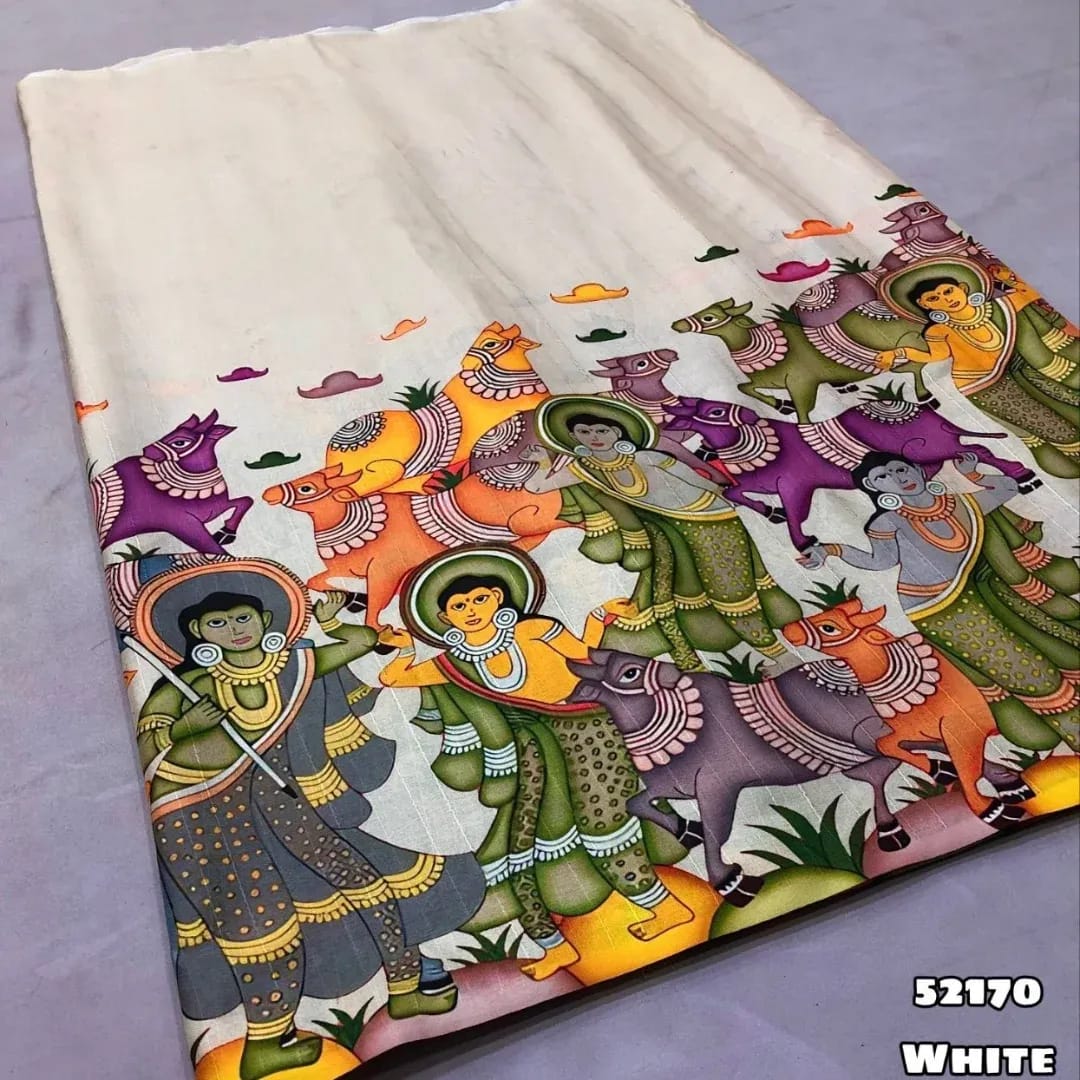 Tussar Silk Kalamkari Printed Saree with Blouse