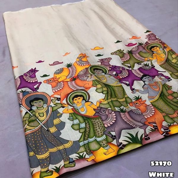 Tussar Silk Kalamkari Printed Saree with Blouse