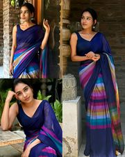 Soft Linen Blue Saree with Stylish Pallu Design - 