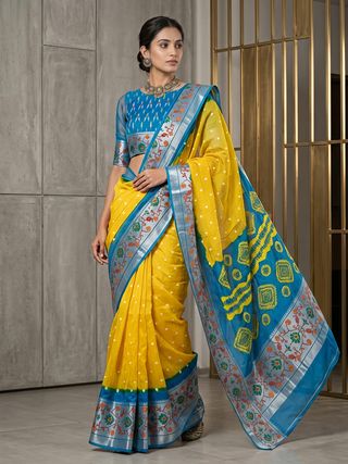 Yellow Glow Leheriya Designer Saree