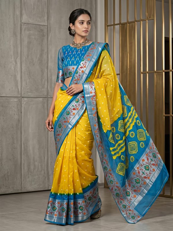 Yellow Glow Leheriya Designer Saree