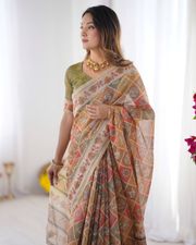 Premium Rust Terracotta Checks Handloom Saree with Designer Pallu - 