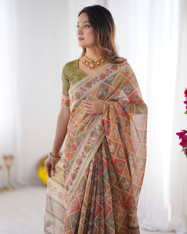 Premium Rust Terracotta Checks Handloom Saree with Designer Pallu