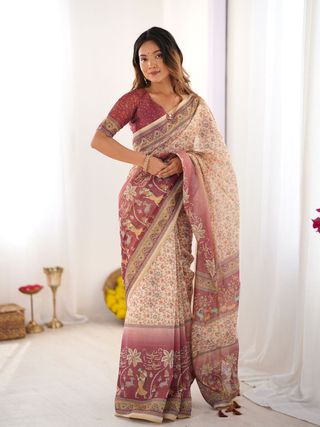 Rose Border Elegance Handloom Saree
