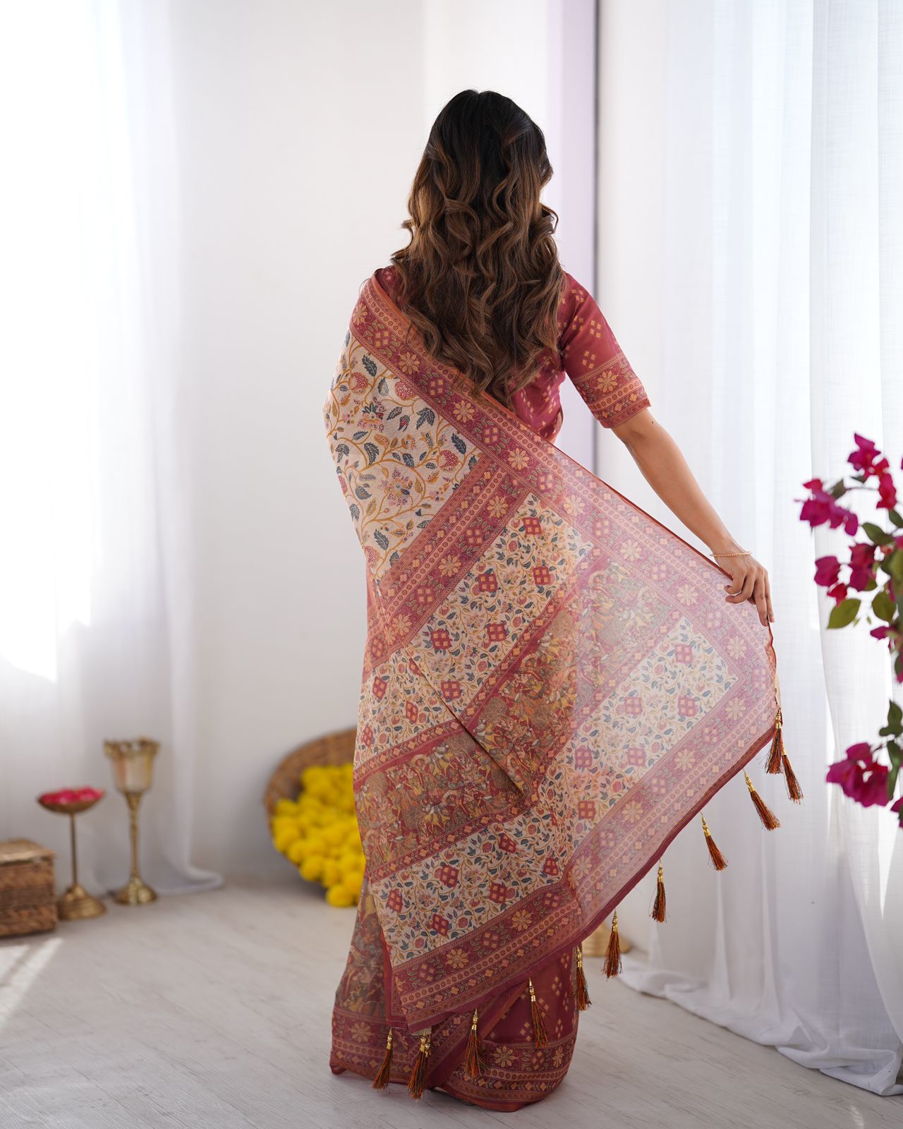 Royal Banarasi Silk Saree with Digital Floral Print