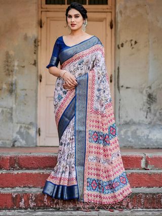Royal Blue Banarasi Silk Saree with Zari Border