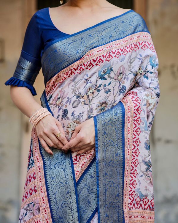 Royal Blue Banarasi Silk Saree with Zari Border
