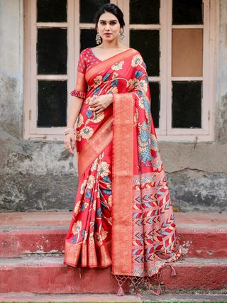 Elegant Red Banarasi Silk Saree for Festive & Wedding Wear