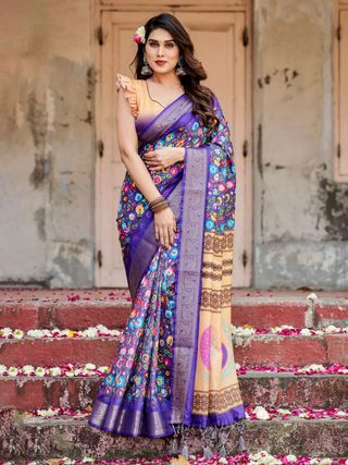 Elegant Royal Blue Silk Saree for Festive & Wedding Wear
